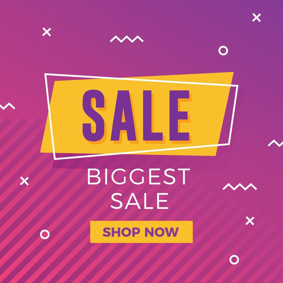 Sale banner with memphis design vector