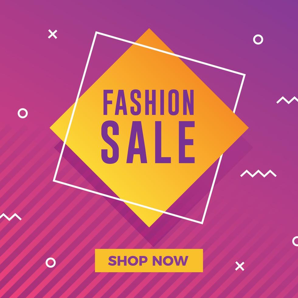 Fashion sale banner with modern memphis background vector