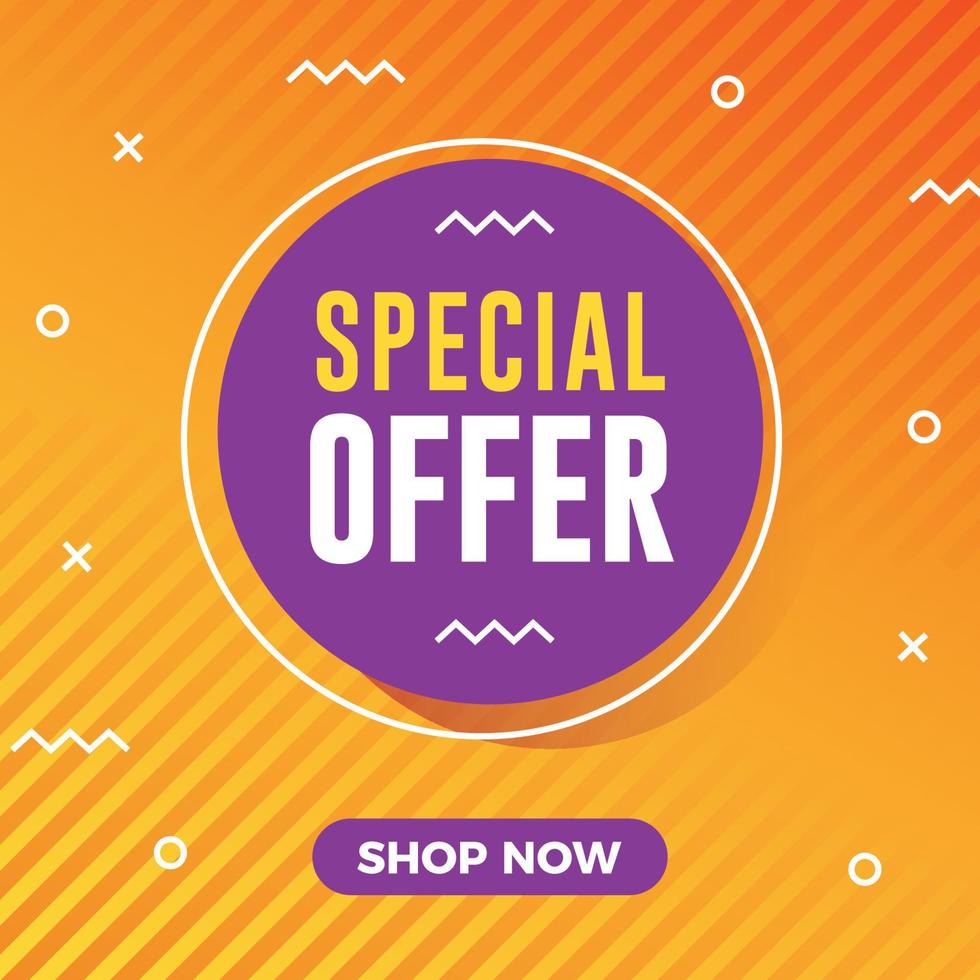 Special offer sale banner with abstract memphis background vector