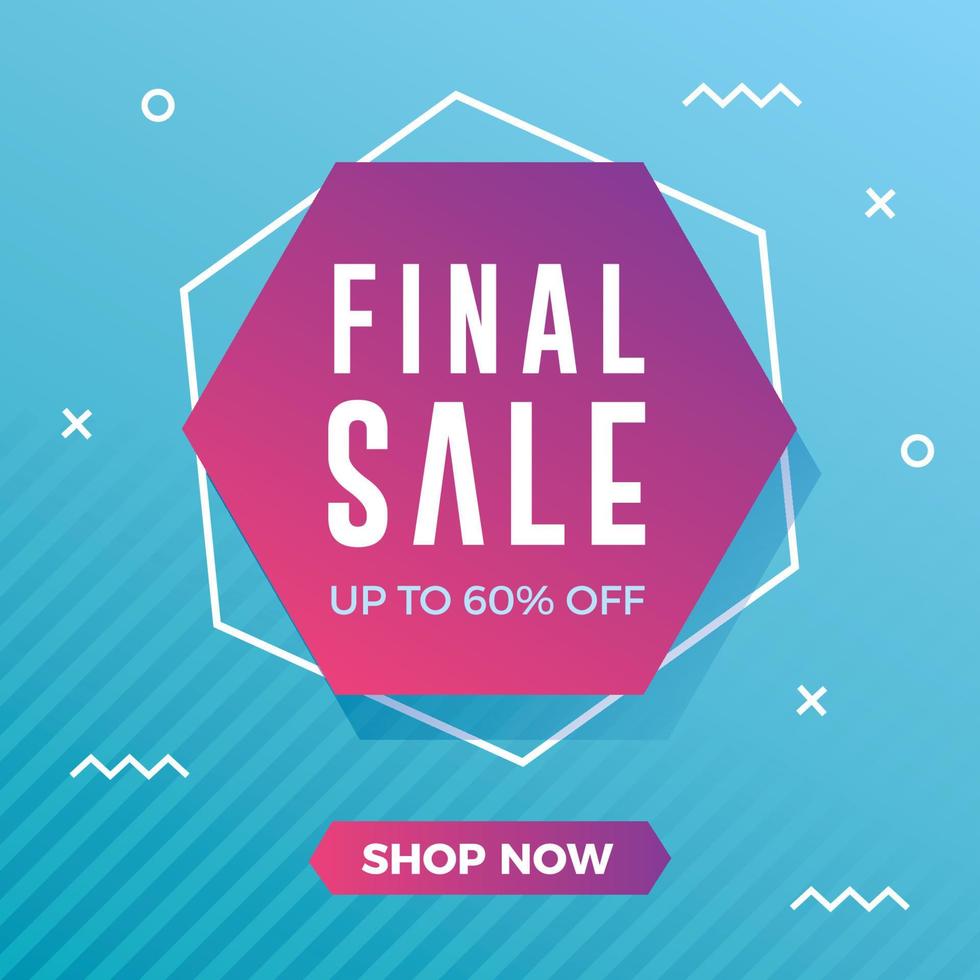 Final sale banner with modern blue memphis background vector