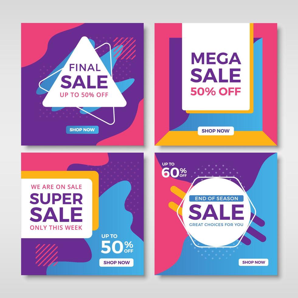 Abstract sale banners for social media vector