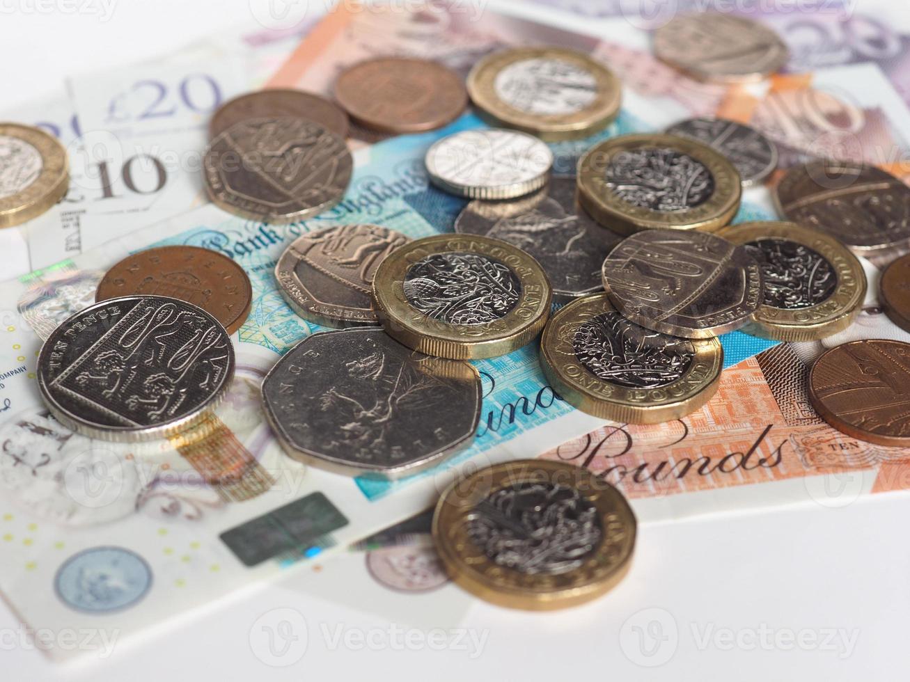 Pound coins and banknotes United Kingdom currency photo