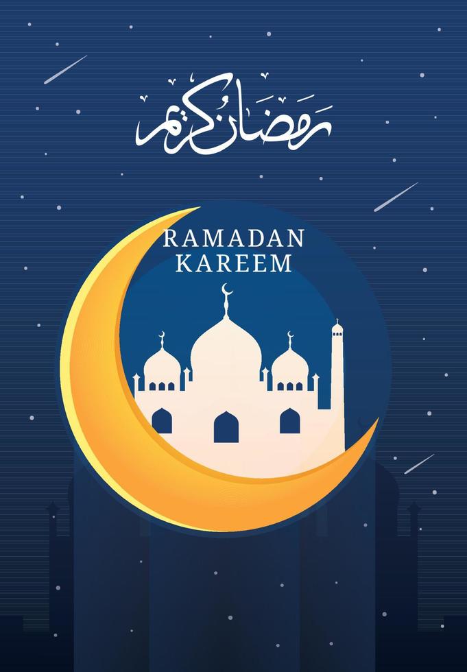 Ramadan kareem with night sky background vector