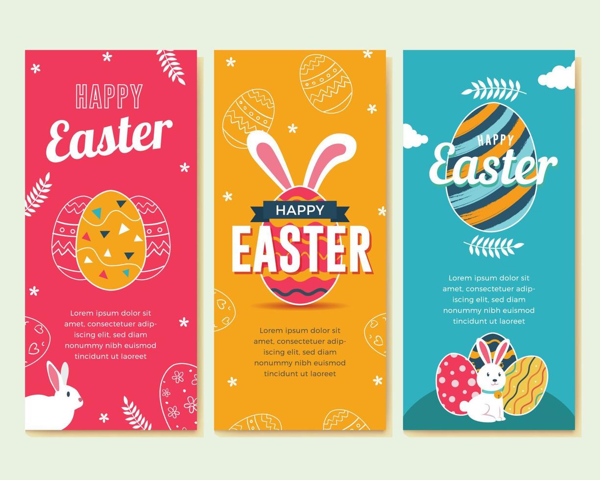 Happy Easter vertical banners vector