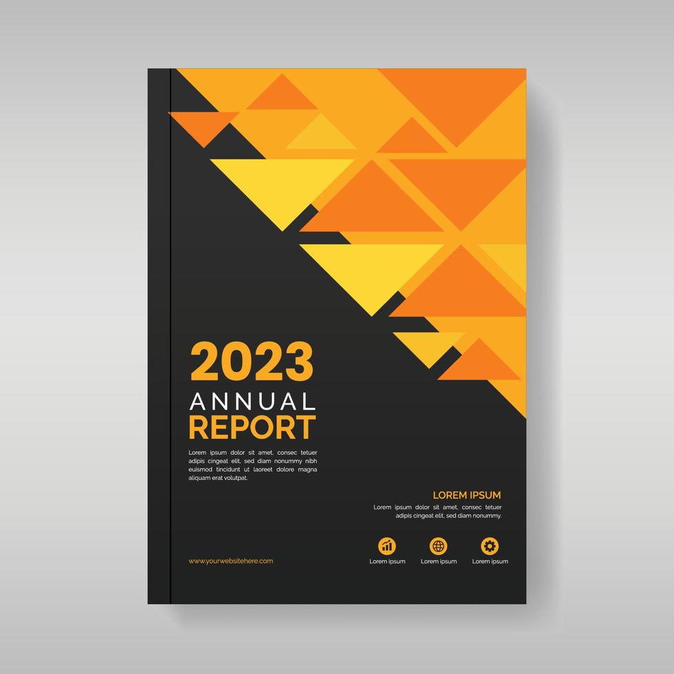 Annual report cover template with triangular geometric shapes vector