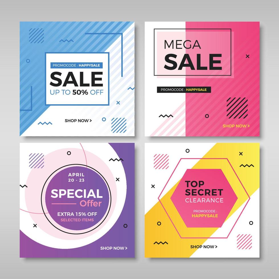 Set of promotion sale square banners vector