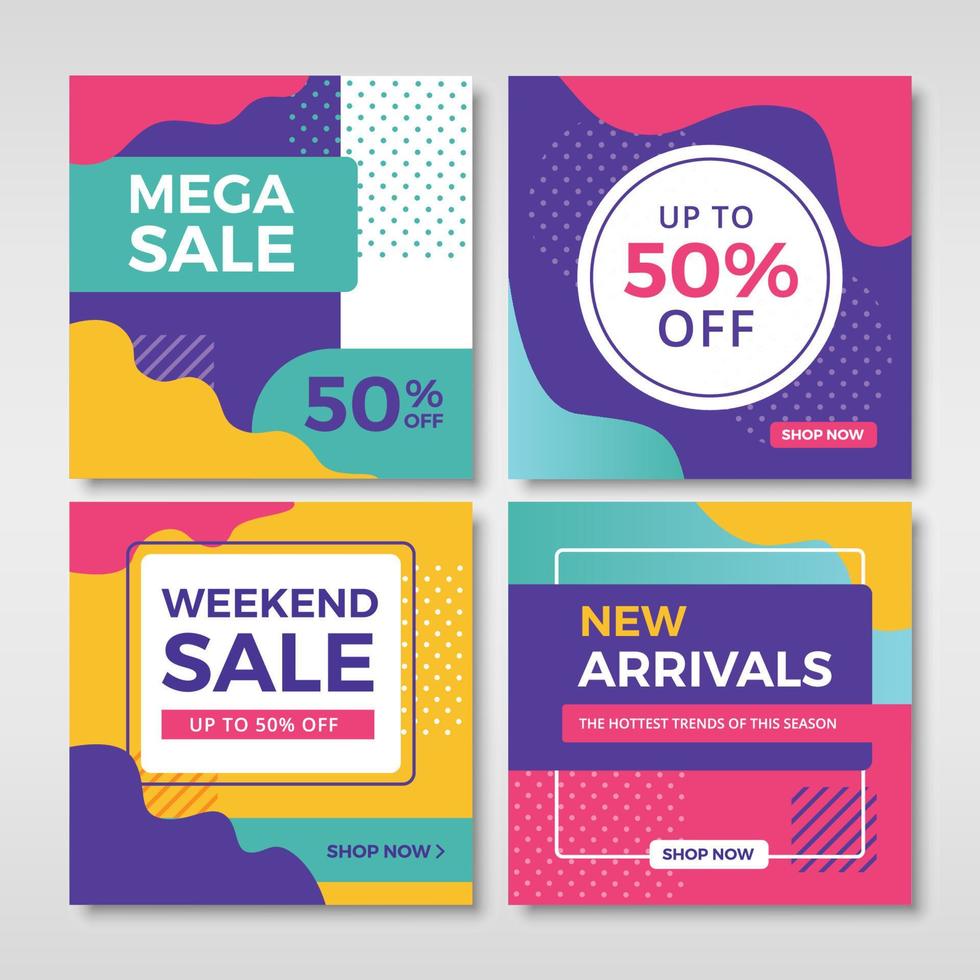 Abstract wavy sale banners for social media vector