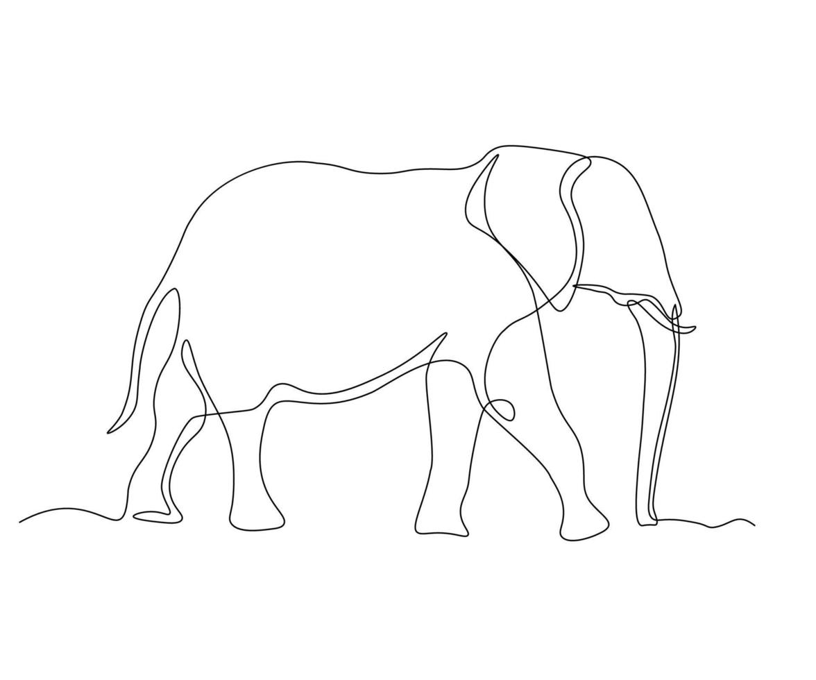 resumen caminando elefante, dibujado a mano, continuo monolina, una línea dibujo vector