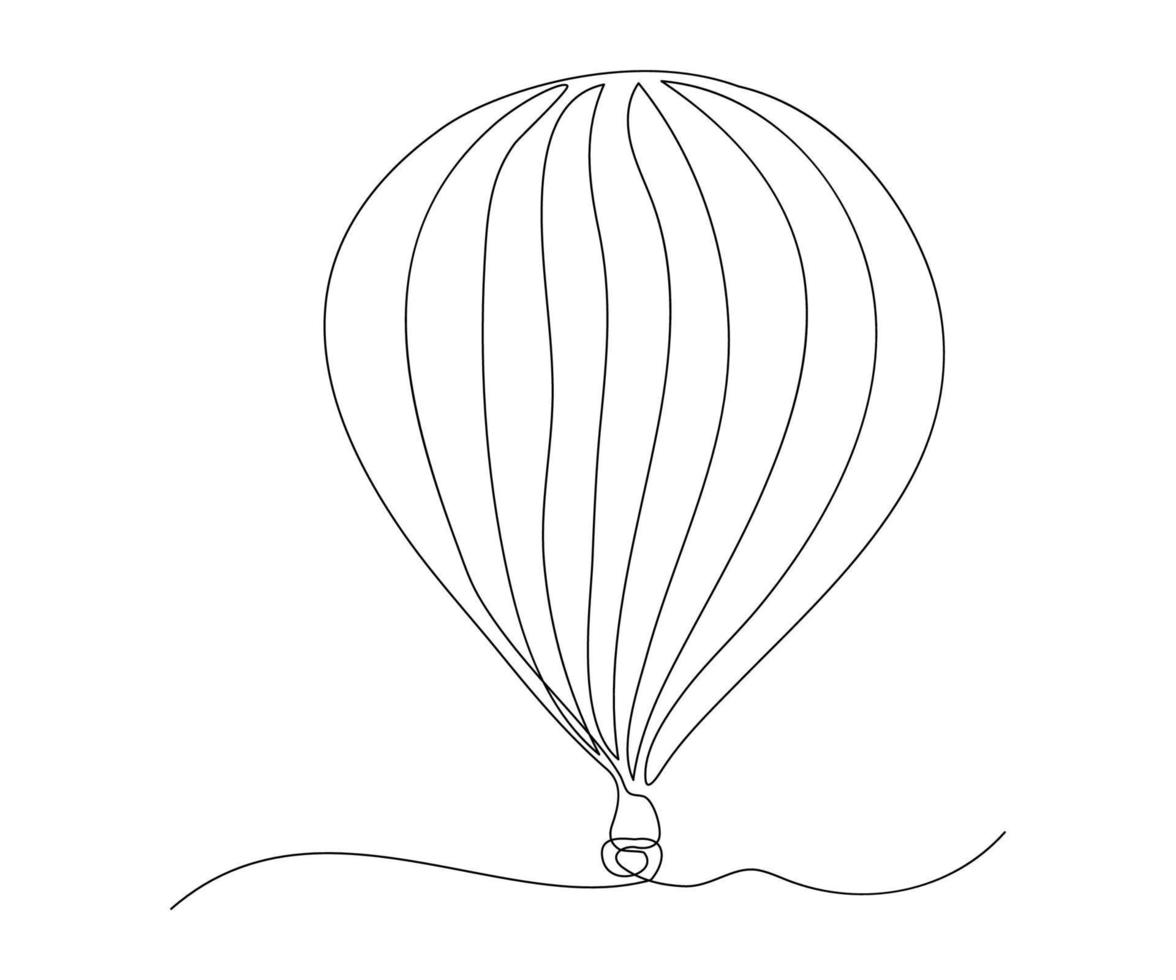 hot air balloon,hand-drawn, continuous monoline, drawing in one line vector