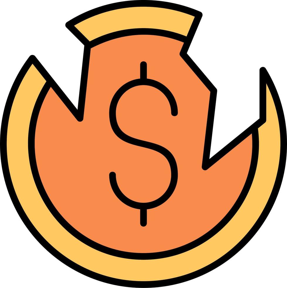 Broken Coin Vector Icon