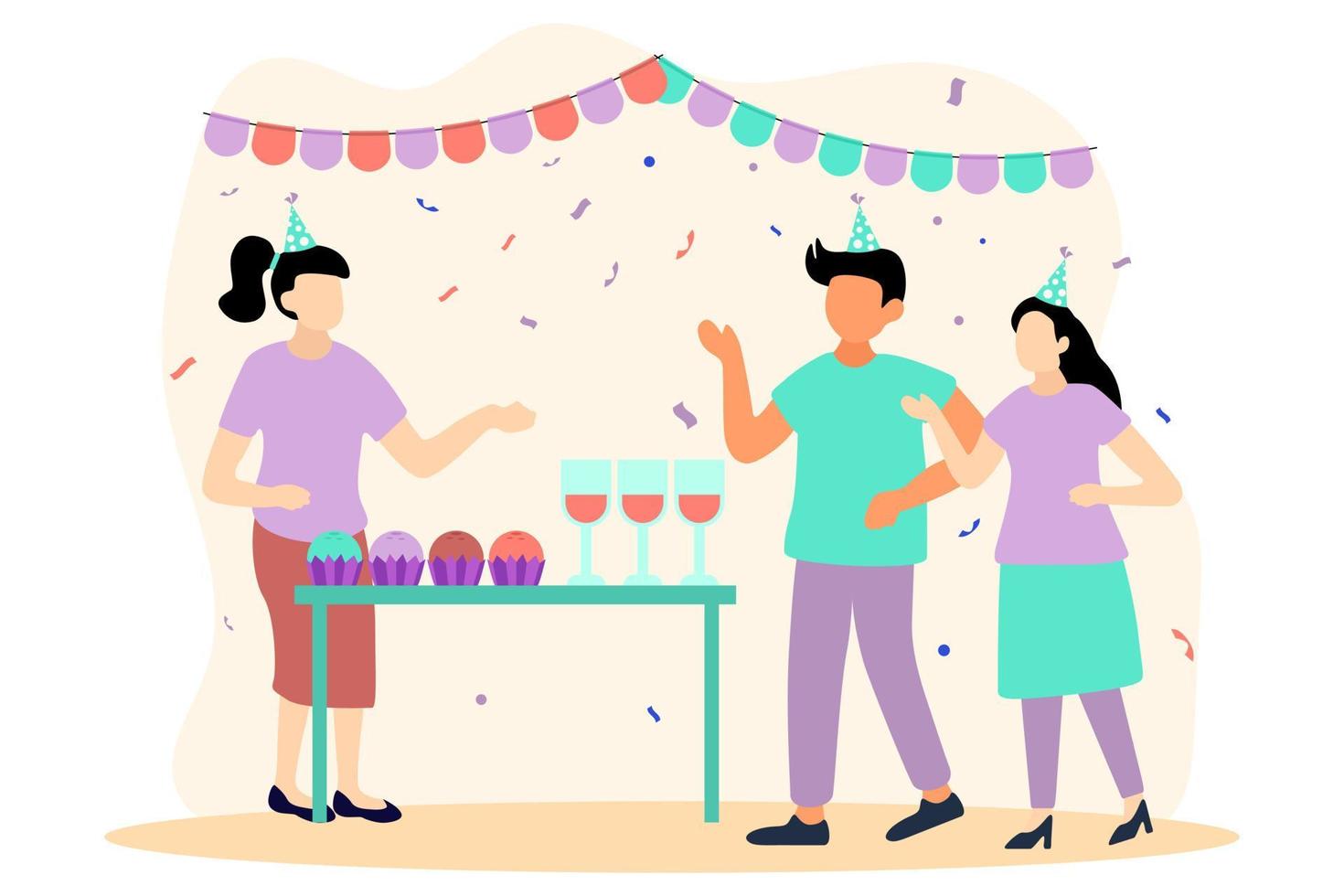 Birthday Party Flat Design Illustration vector