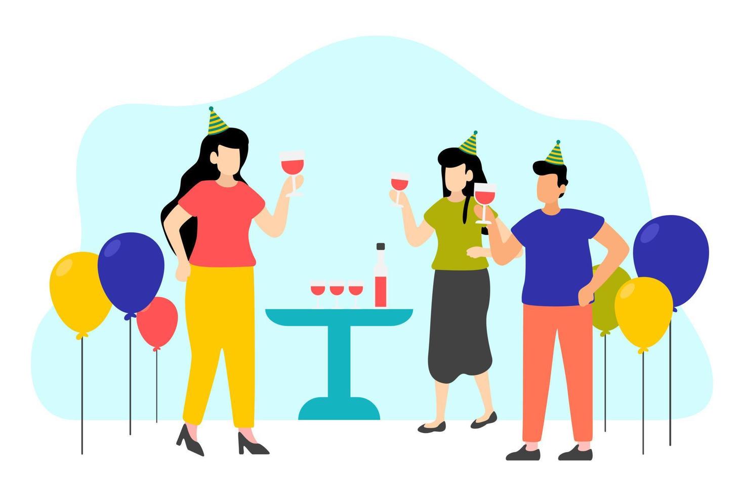 Birthday Party Flat Design Illustration vector