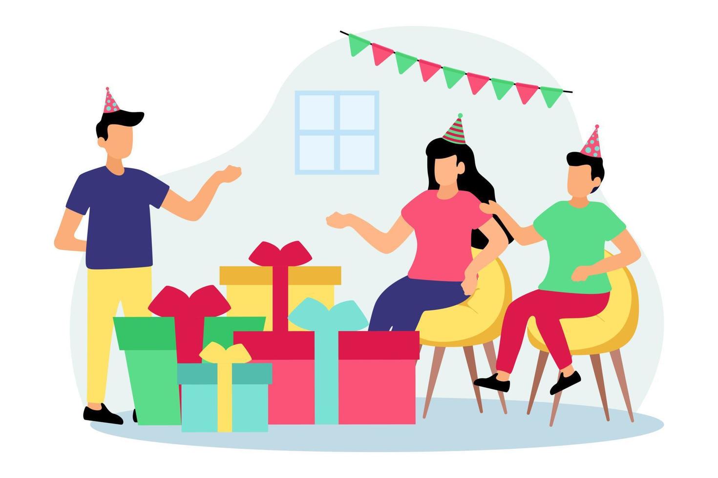 Birthday Party Flat Design Illustration vector