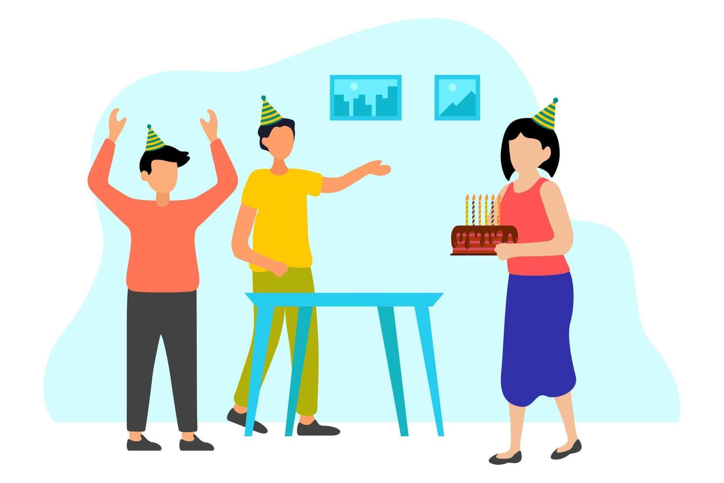 Birthday Party Flat Design Illustration vector