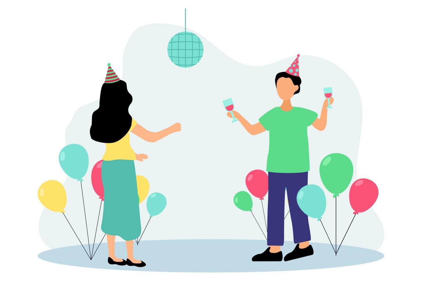 ilustración de diseño plano de fiesta de cumpleaños vector