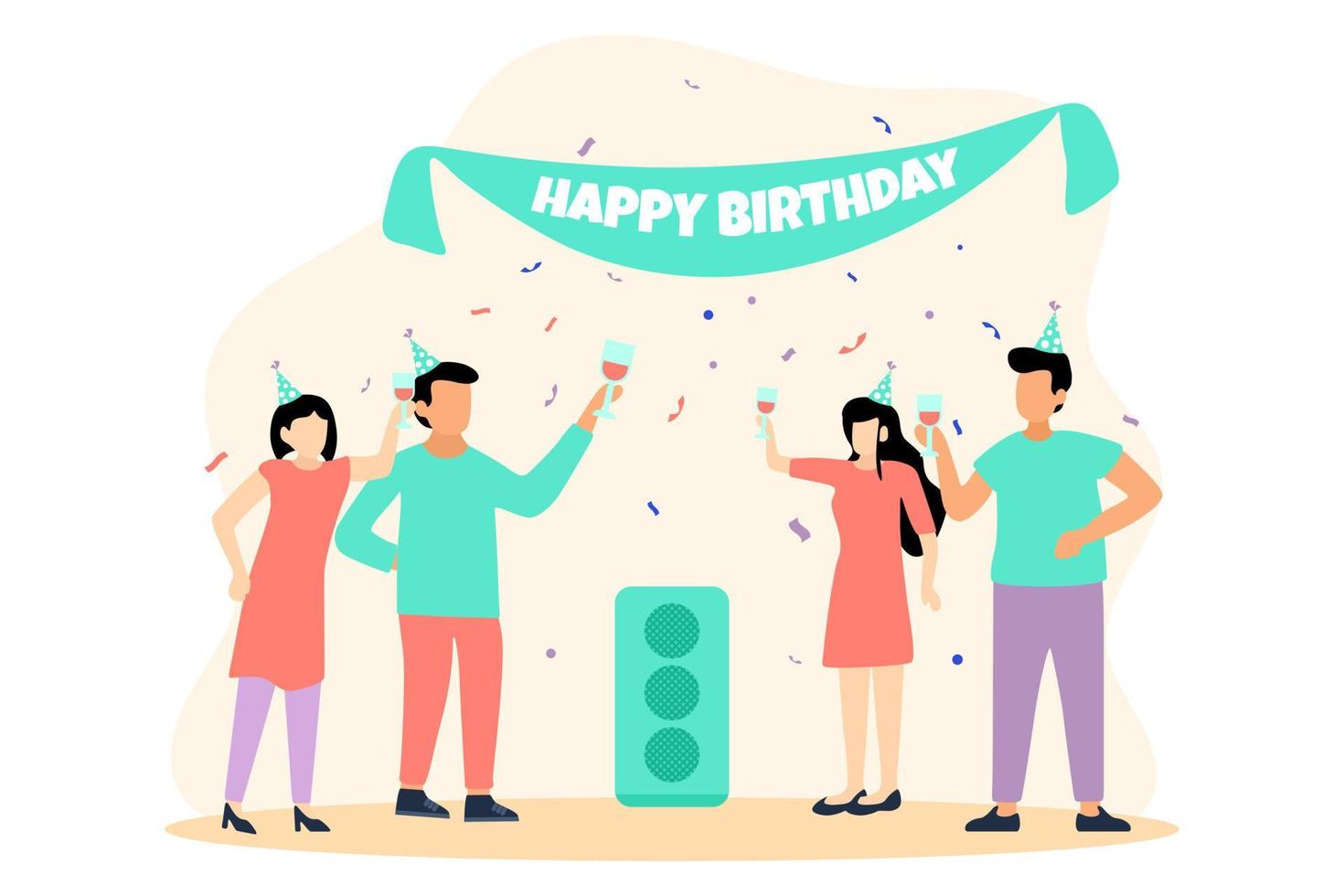 Birthday Party Flat Design Illustration vector