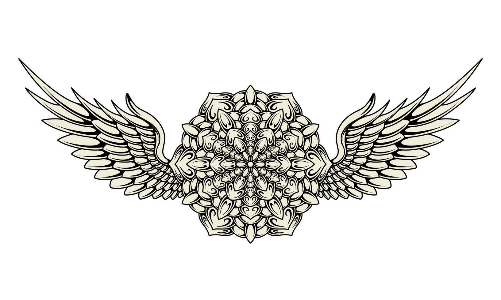 Vector mandala with angel wings