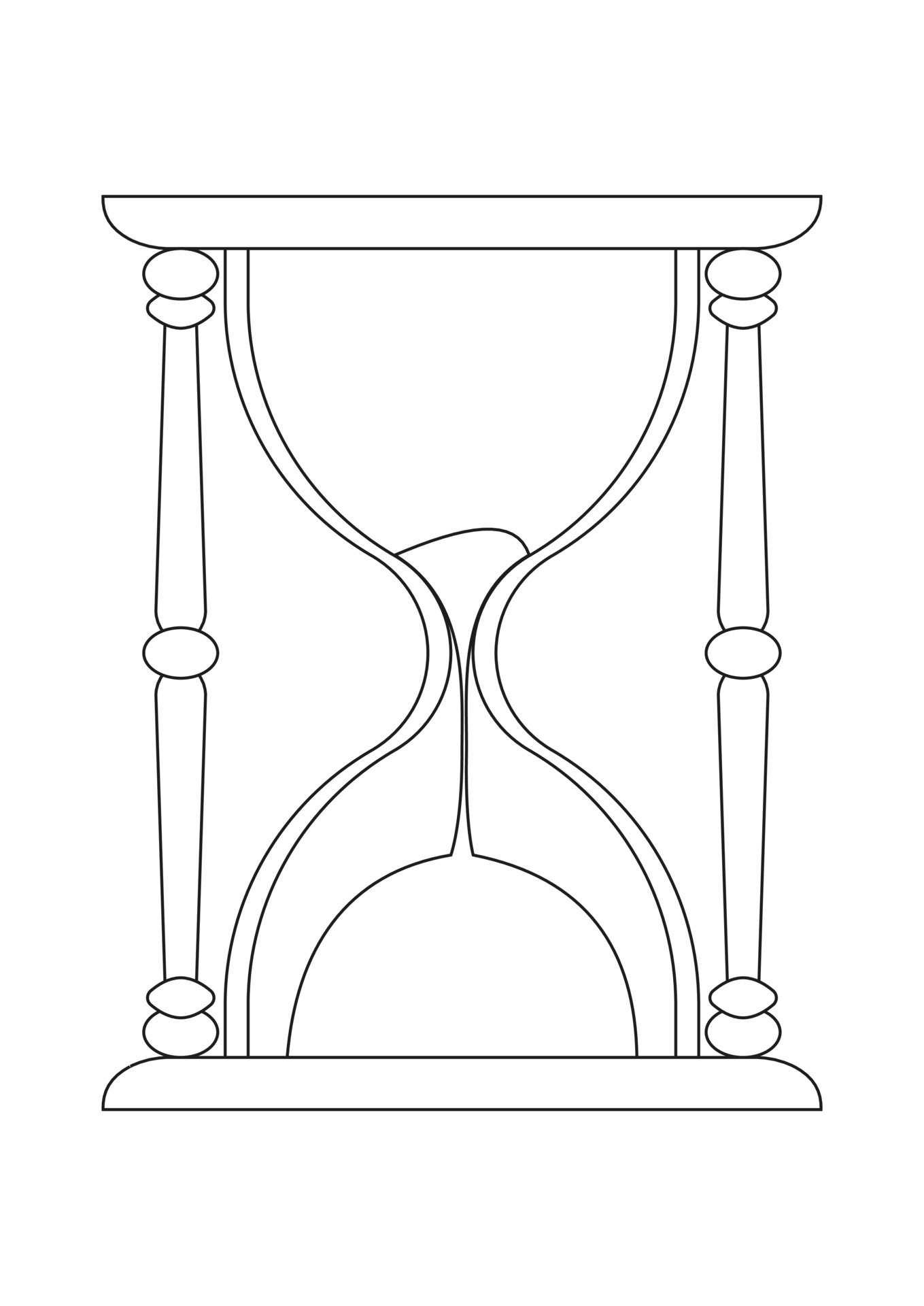 Black And White Hourglass Clipart. Coloring Page Of Hourglass 20513717