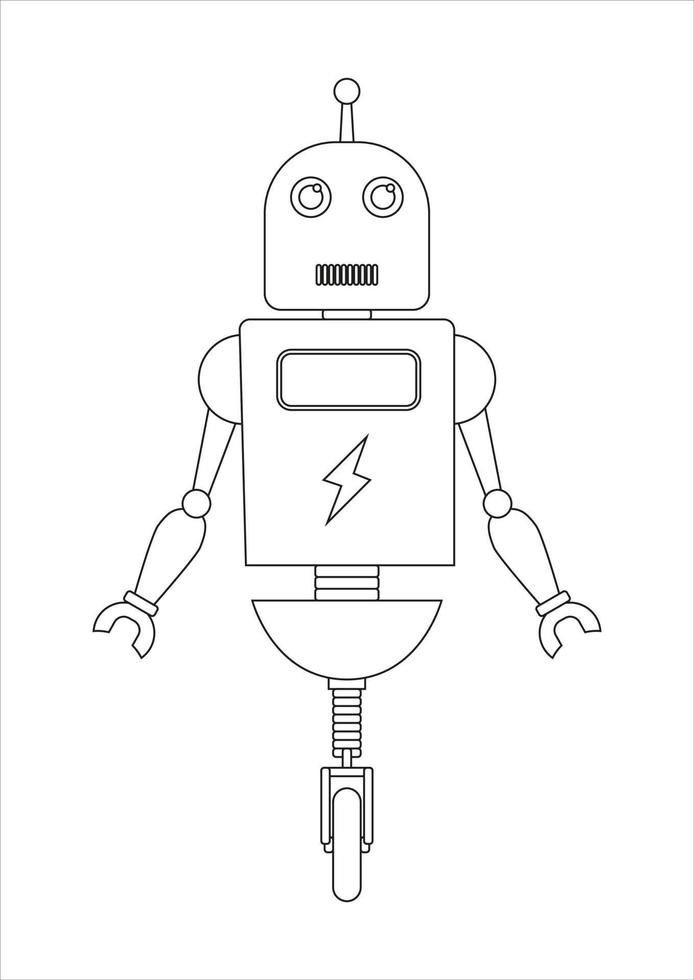 Coloring Page Of Robot Cartoon Character vector