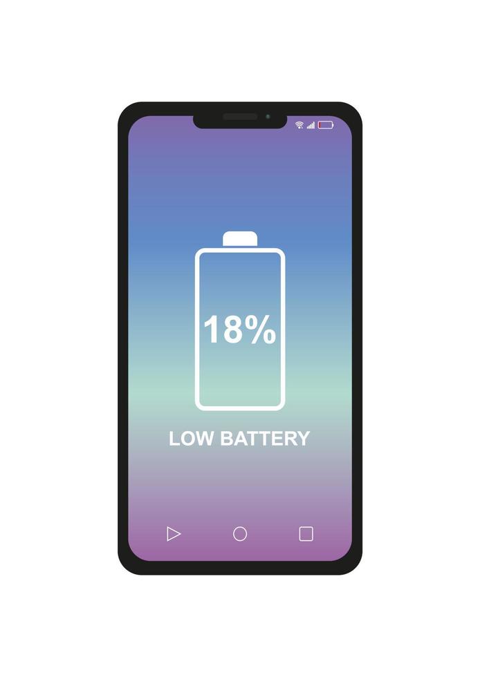 Low battery alert clipart vector isolated on white background