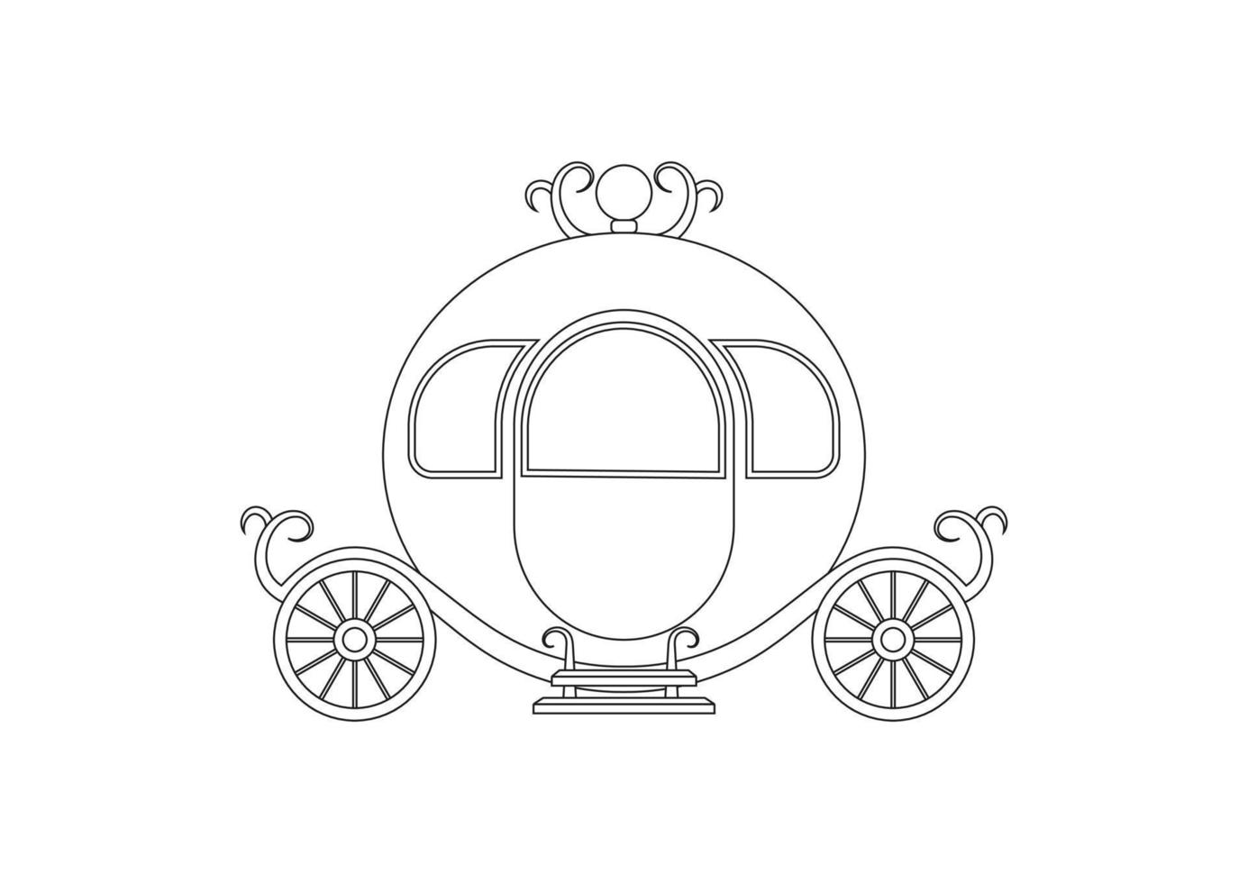 Black And White Princess Carriage Vector Clipart. Coloring Page Of Princess Carriage