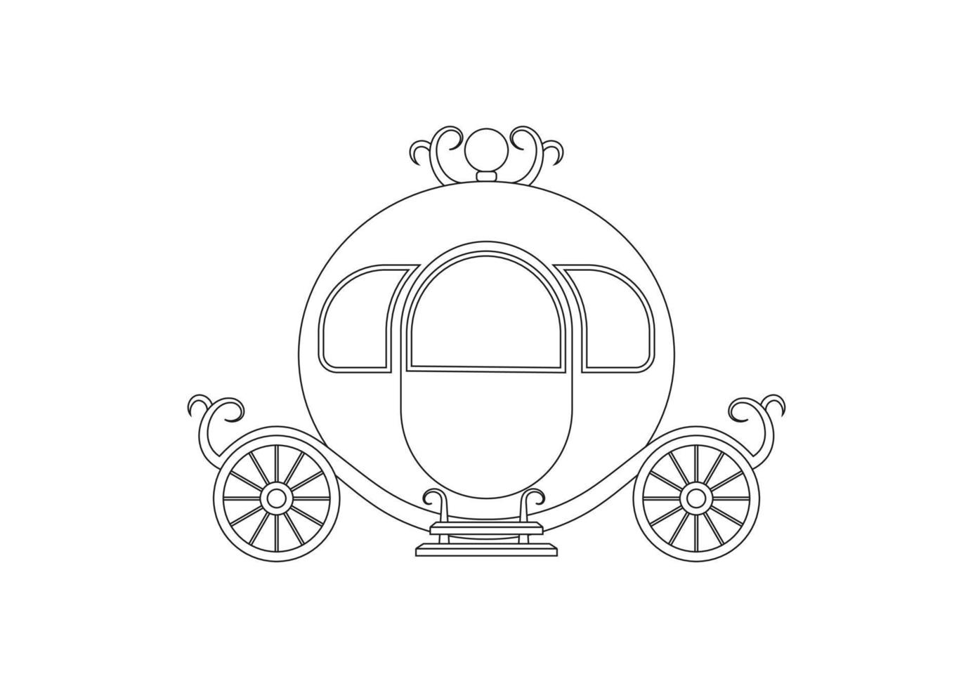 Black And White Princess Carriage Vector Clipart. Coloring Page Of Princess Carriage