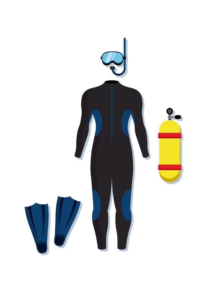 Set of Wetsuit Diver Clipart Vector Isolated On White Background