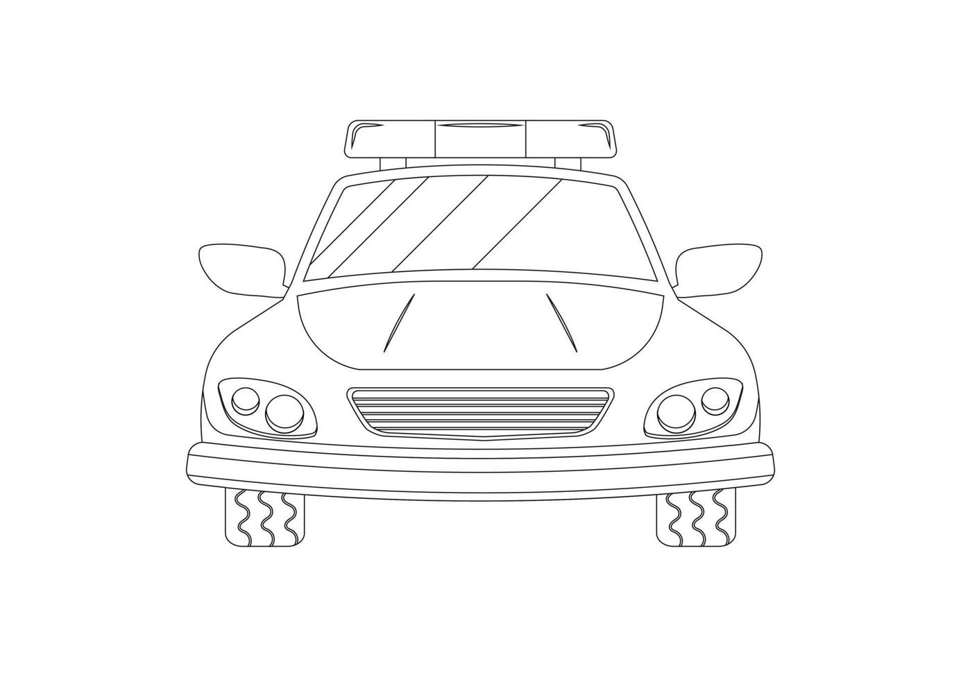 negro y blanco policía coche clipart. colorante página de policía coche vector