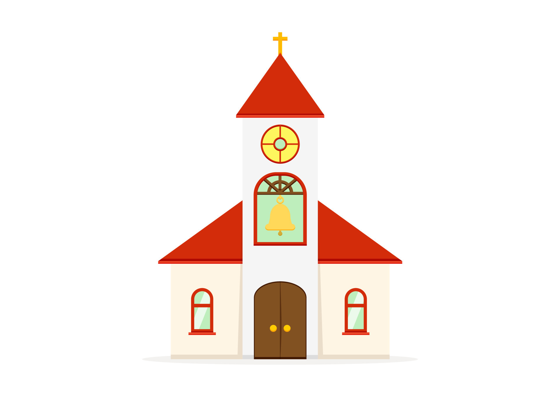 Church Building Clipart Vector Flat Design Isolated On White Background