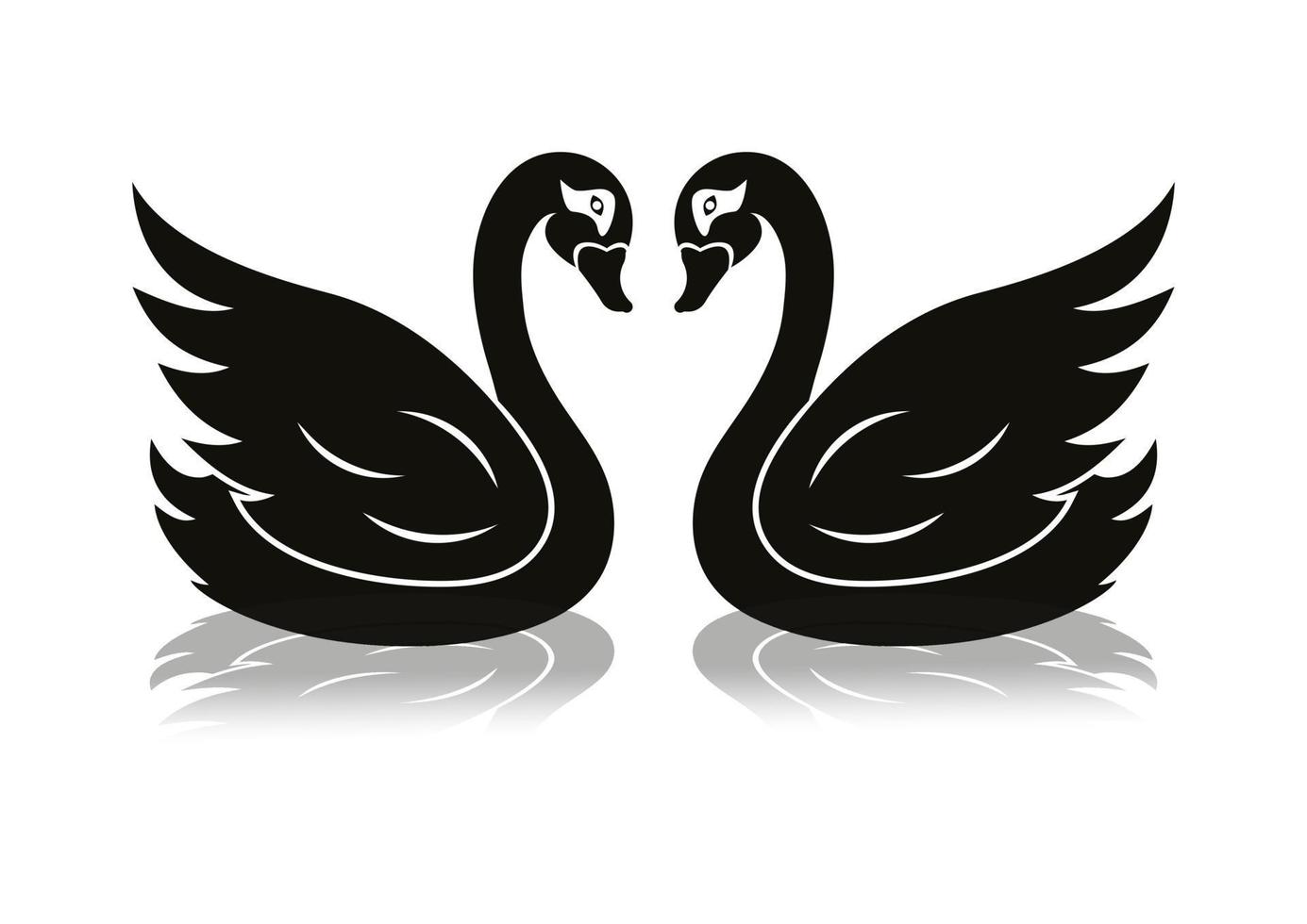 Black Swan Clipart Vector Flat Design Isolated On white Background. Two Black Swans Icon