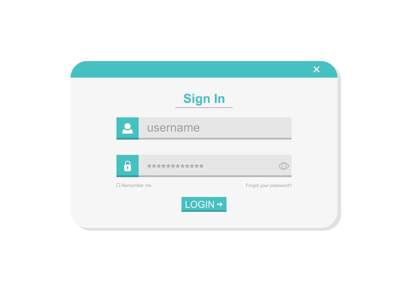 User Login Interface. Username And Password Login Vector