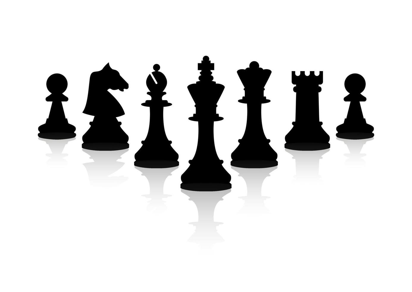 Chess Pieces Clipart Flat Design. Black Chess Pieces Vector