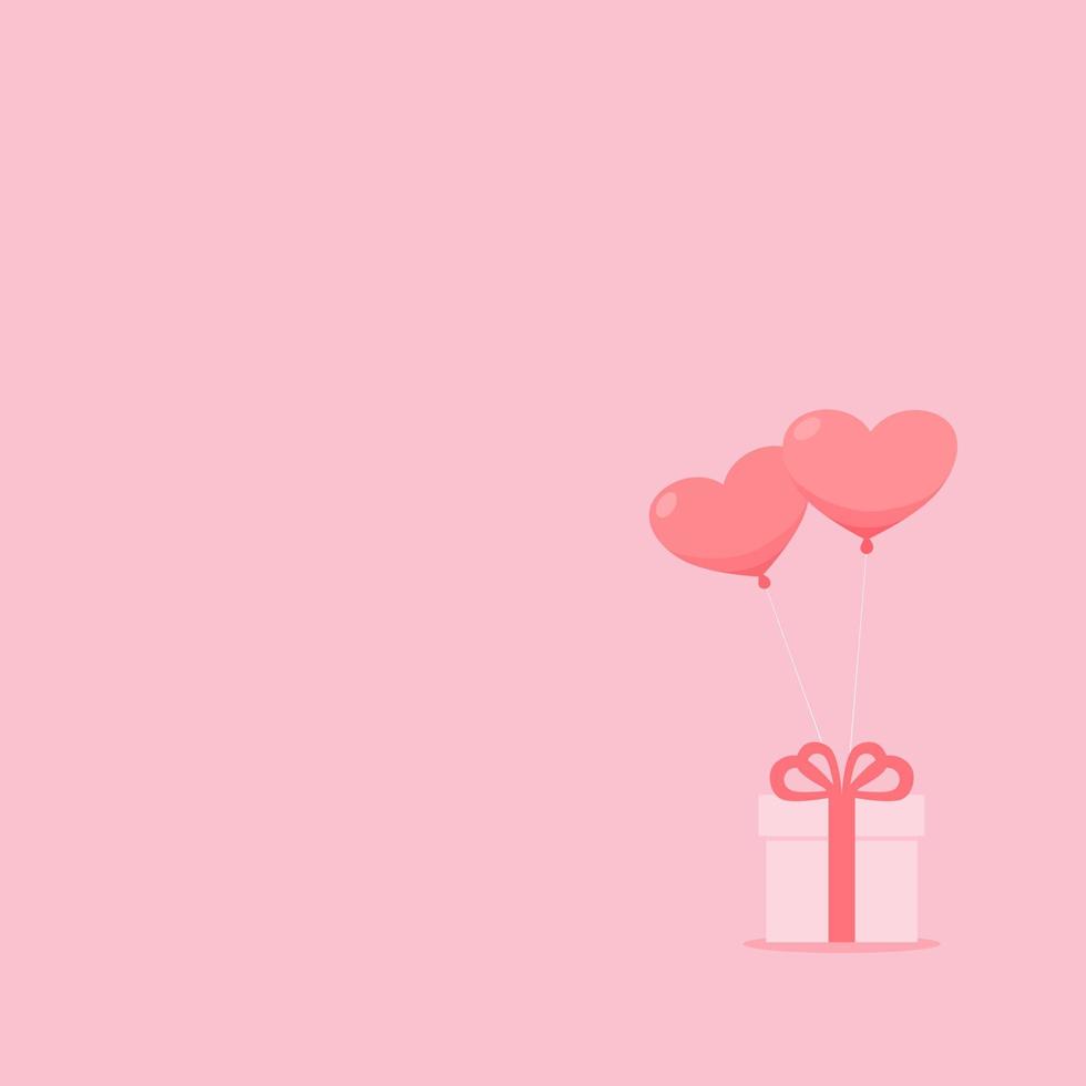 Gift box and heart balloon background vector