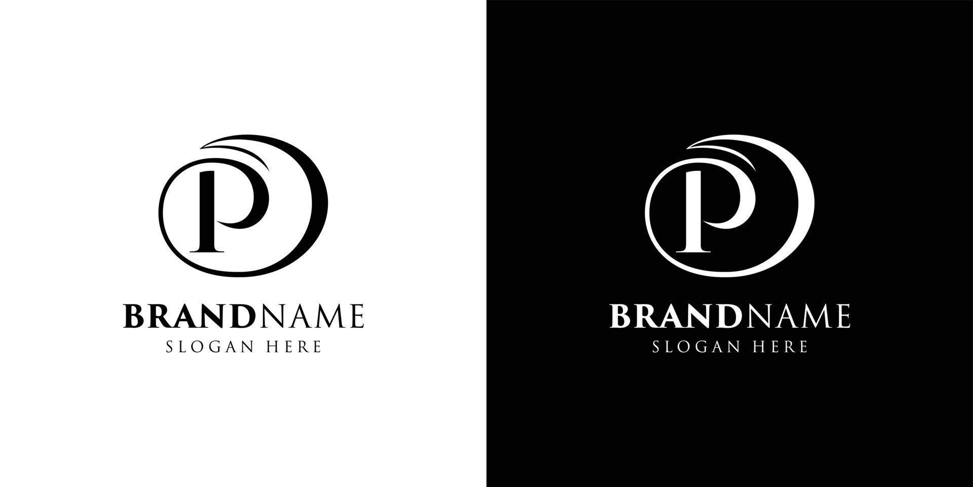 Beautiful letter P logo design, logo P vector, black and white color creative logo design template vector