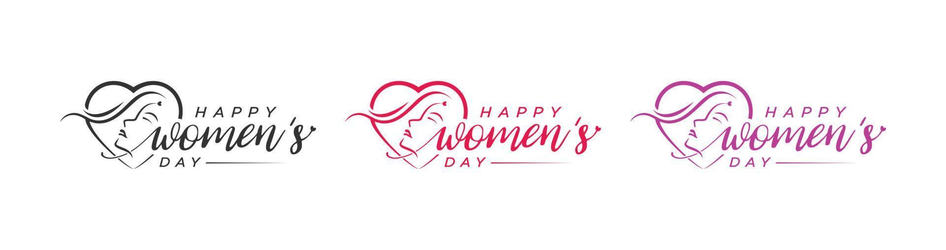 Happy Women's Day Logo Design, happy women's day March 8, women face, love vector logo design, International or National women's day logo