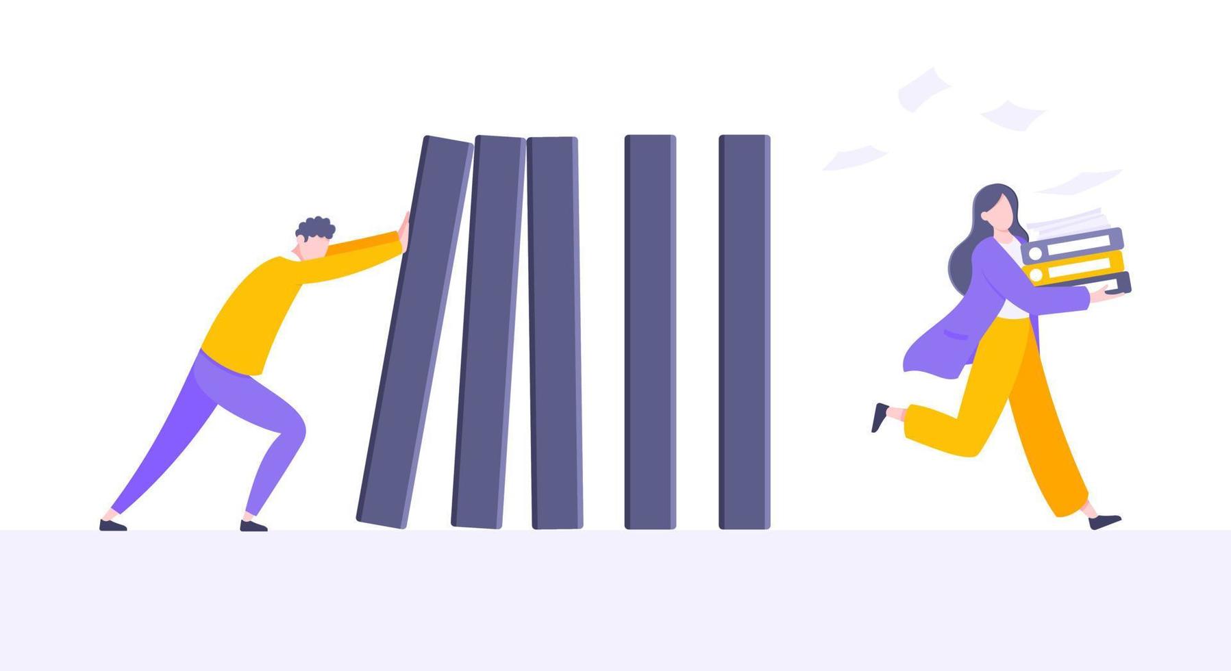 Business resilience or domino effect metaphor vector illustration concept.