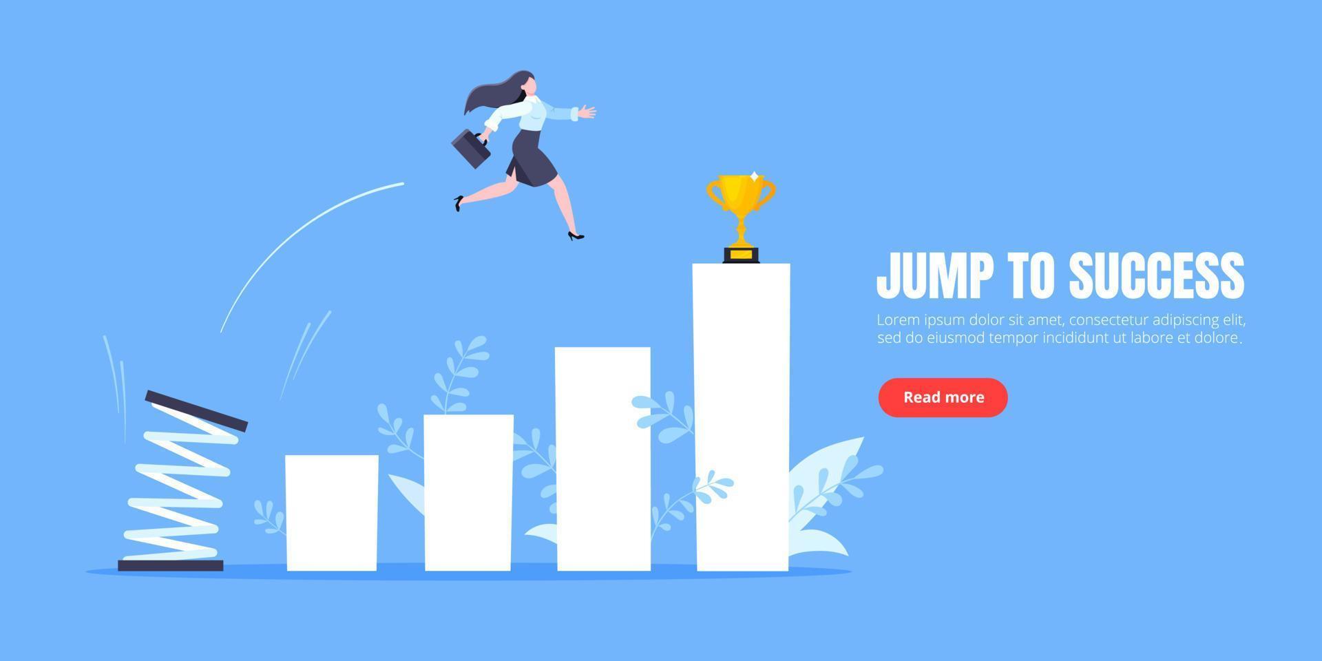 Springboard businessman high jump flat style design vector illustration concept.