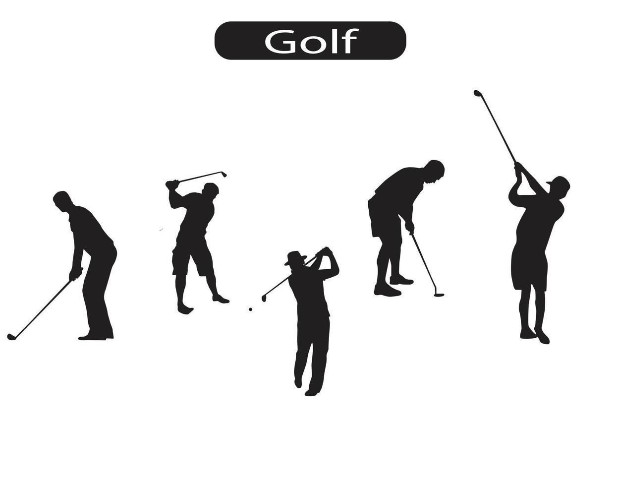 Golf Player Silhouette Icons Vector Illustration