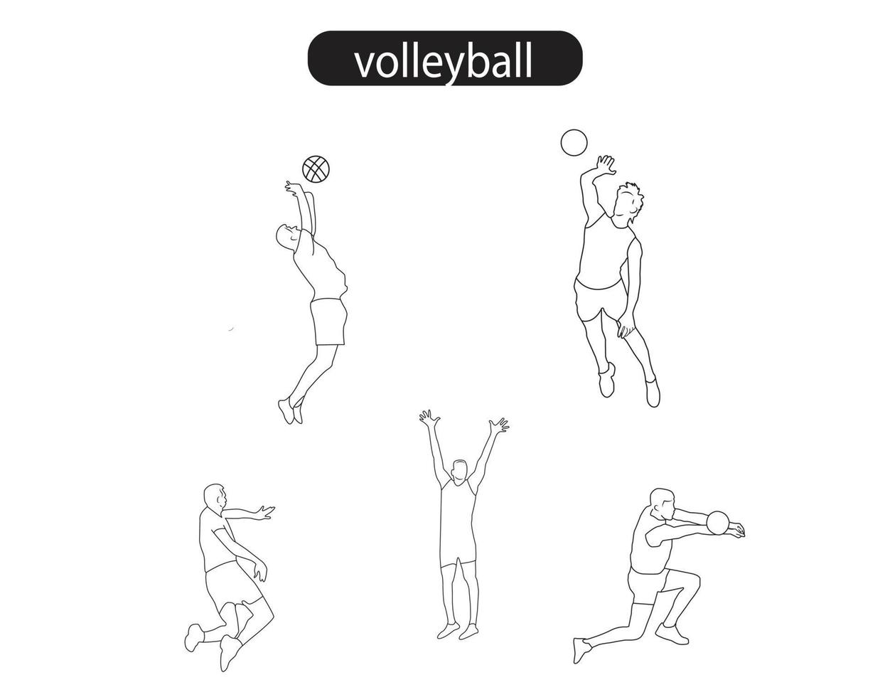 vóleibol jugadores línea icono vector ilustración