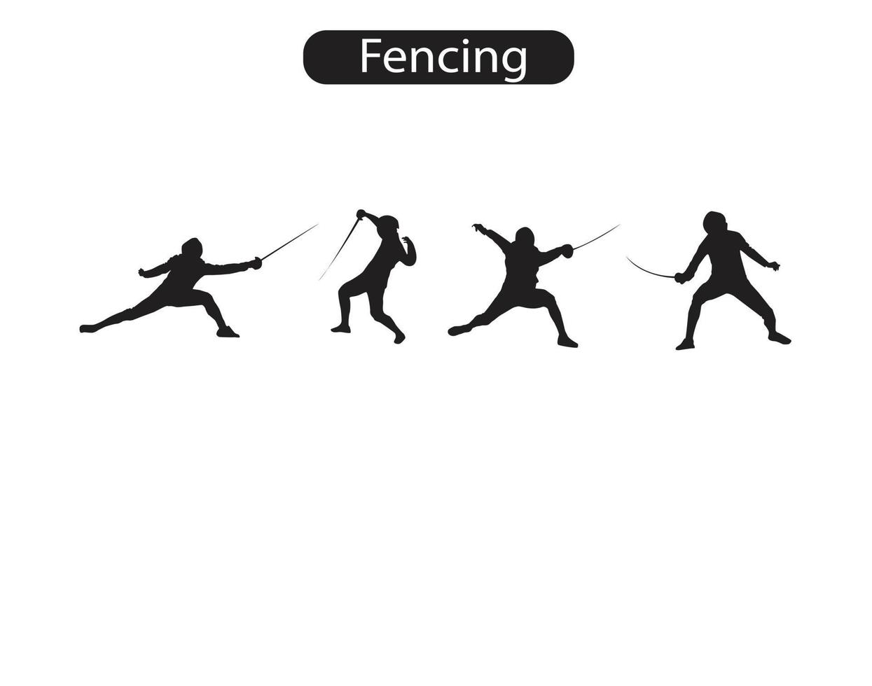 Fencing Game Players Silhouette Icons Vector Illustration