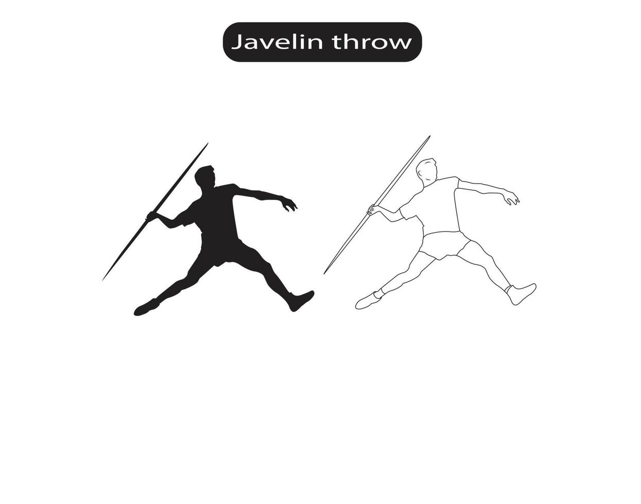 Javelin Throw Sport Silhouette and Line Icon Vector Illustration