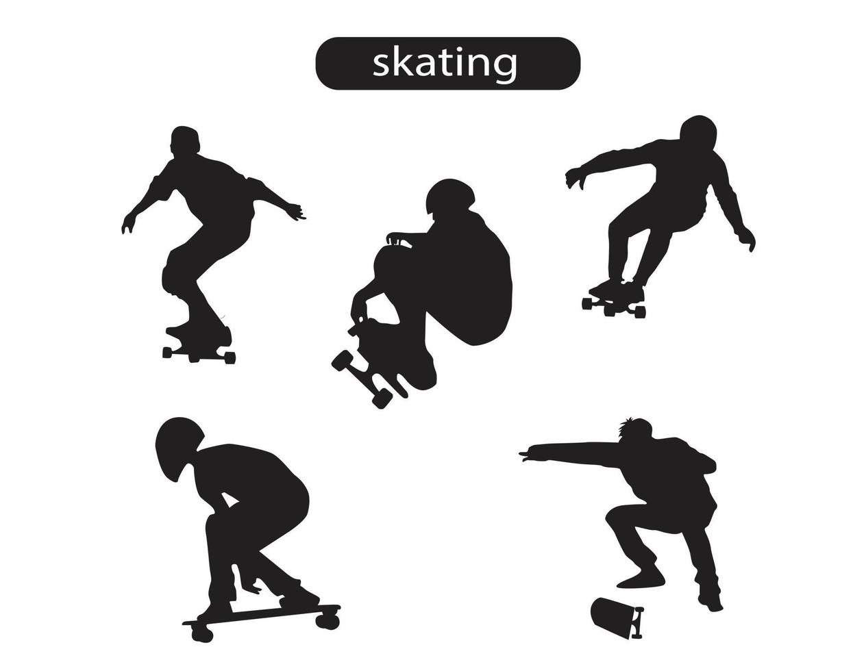 Skating People Silhouette  Icons Vector Illustration