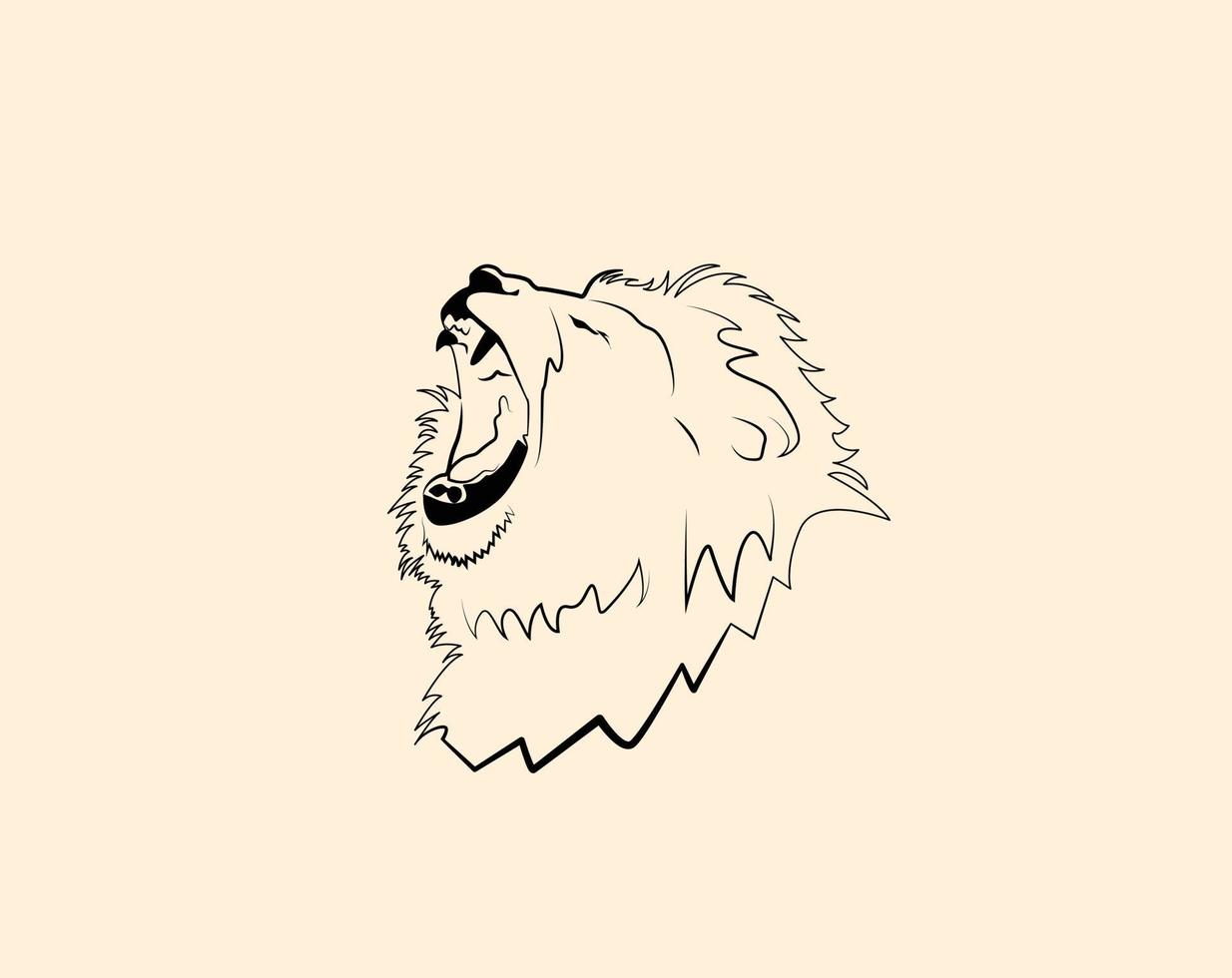 Hand Drawn Lion Roar Line Icon Vector Illustration
