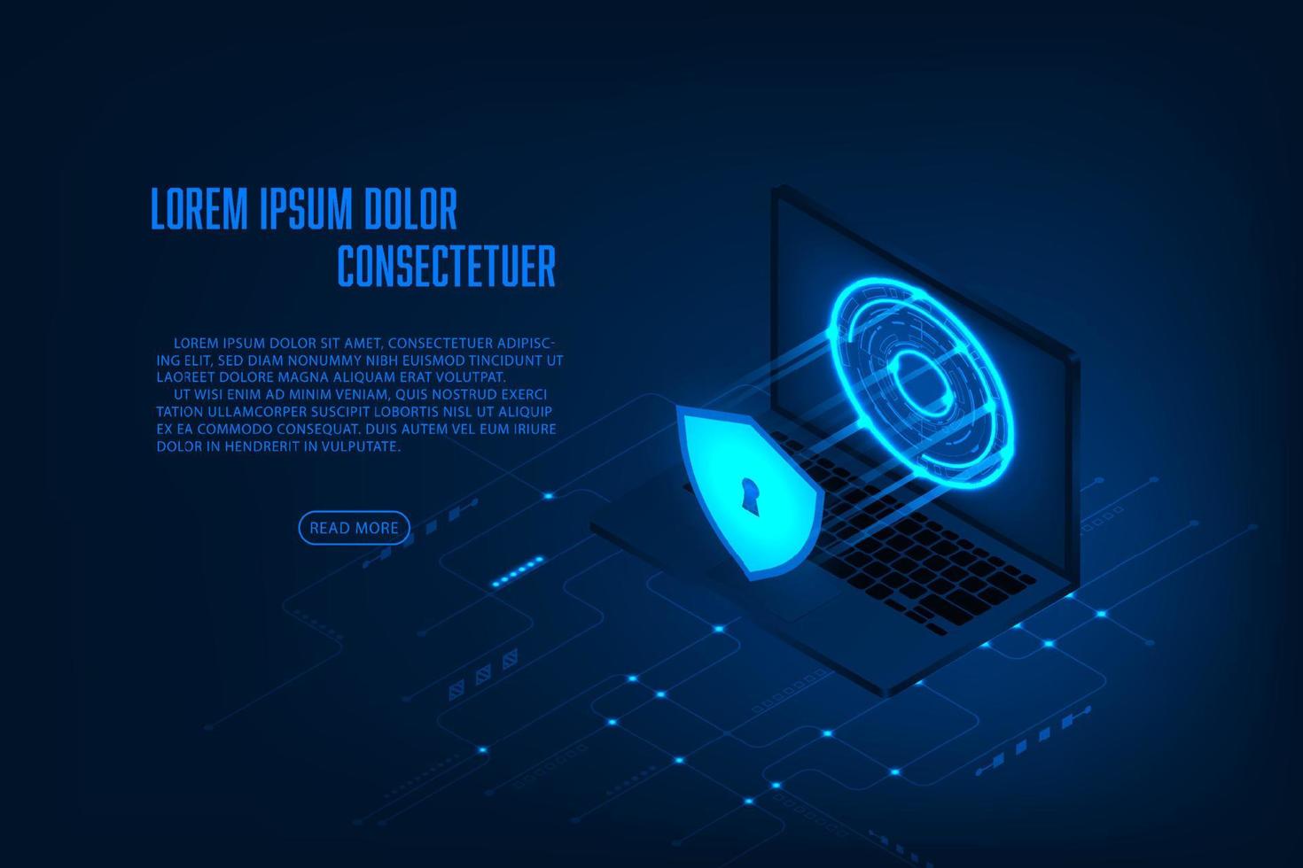 Vector isometric laptop security with password concept Technology