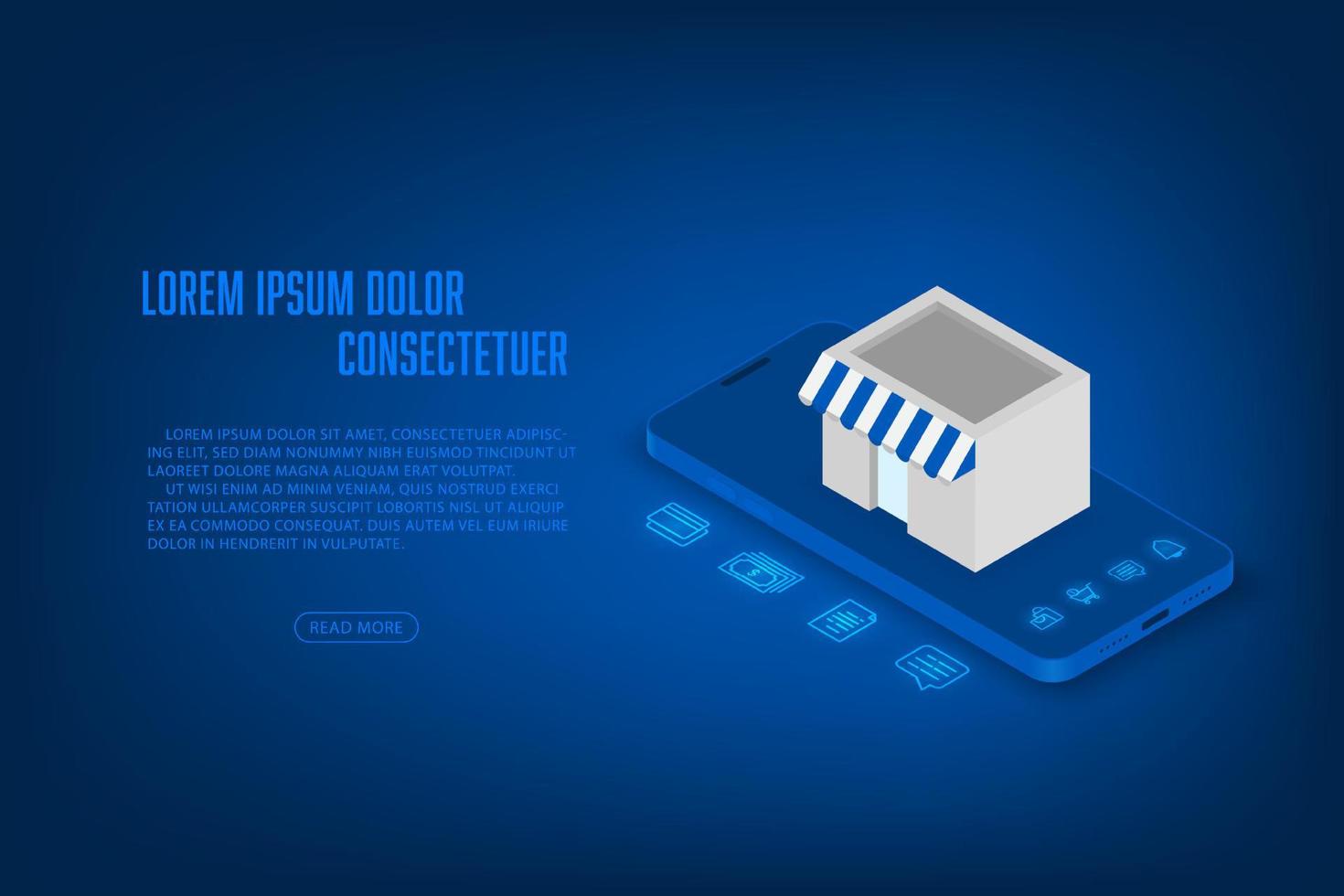 Vector isometric technology online shopping and payment application concept.