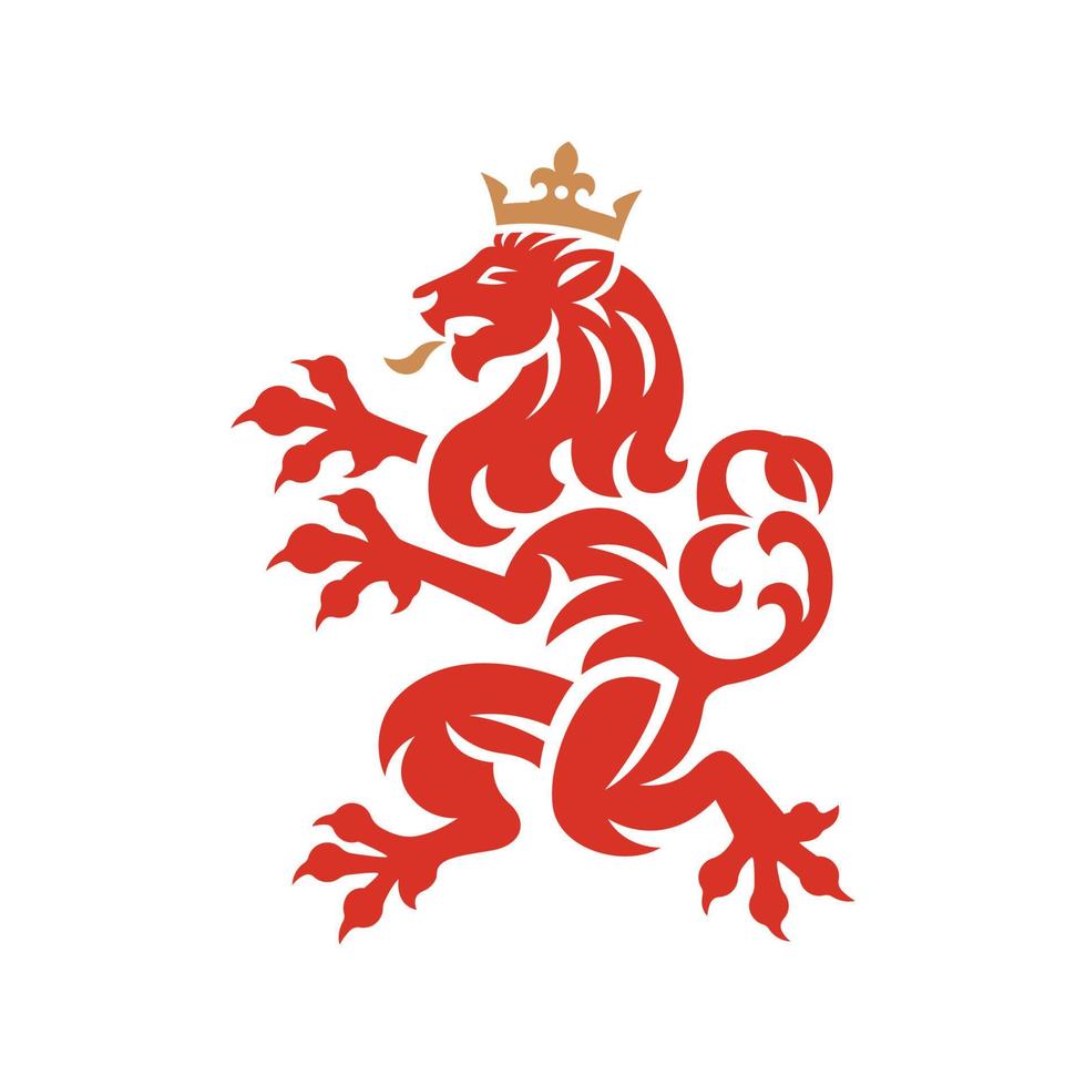 león de heráldico logo vector ilustración
