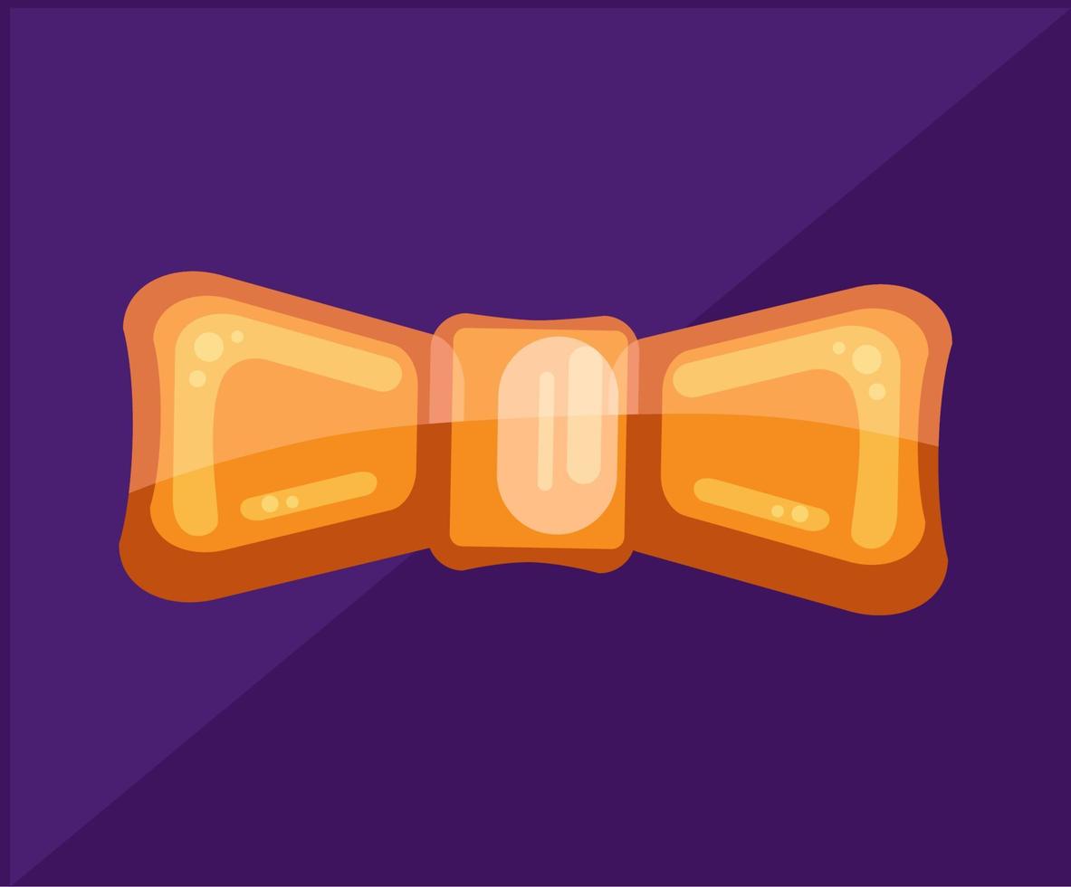 Carnival and festivals bright orange bow tie, gentleman's costume part in elegant cartoon style, vector decorative object for parties and festivals.