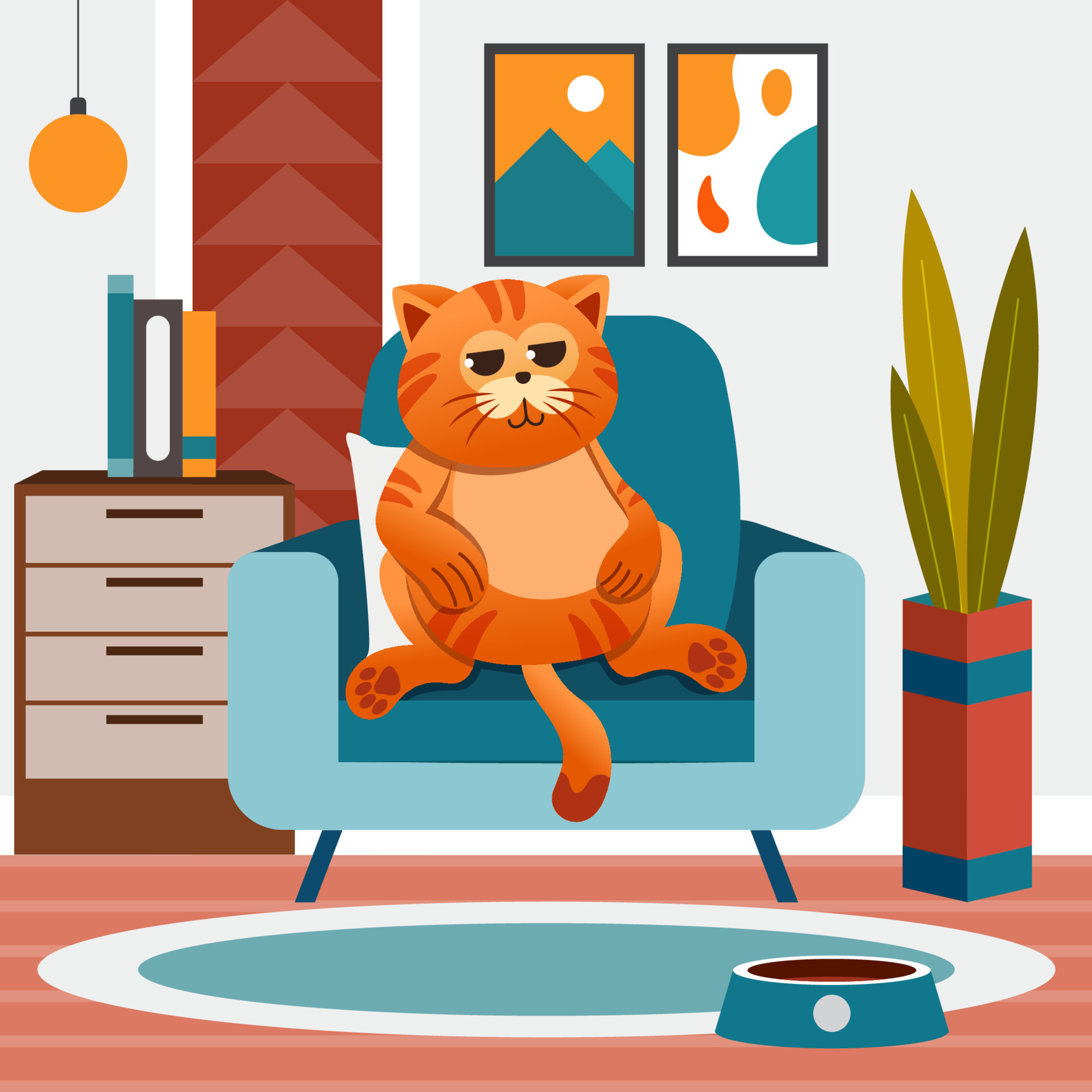 Cute Cat Resting on the Sofa 20521342 Vector Art at Vecteezy