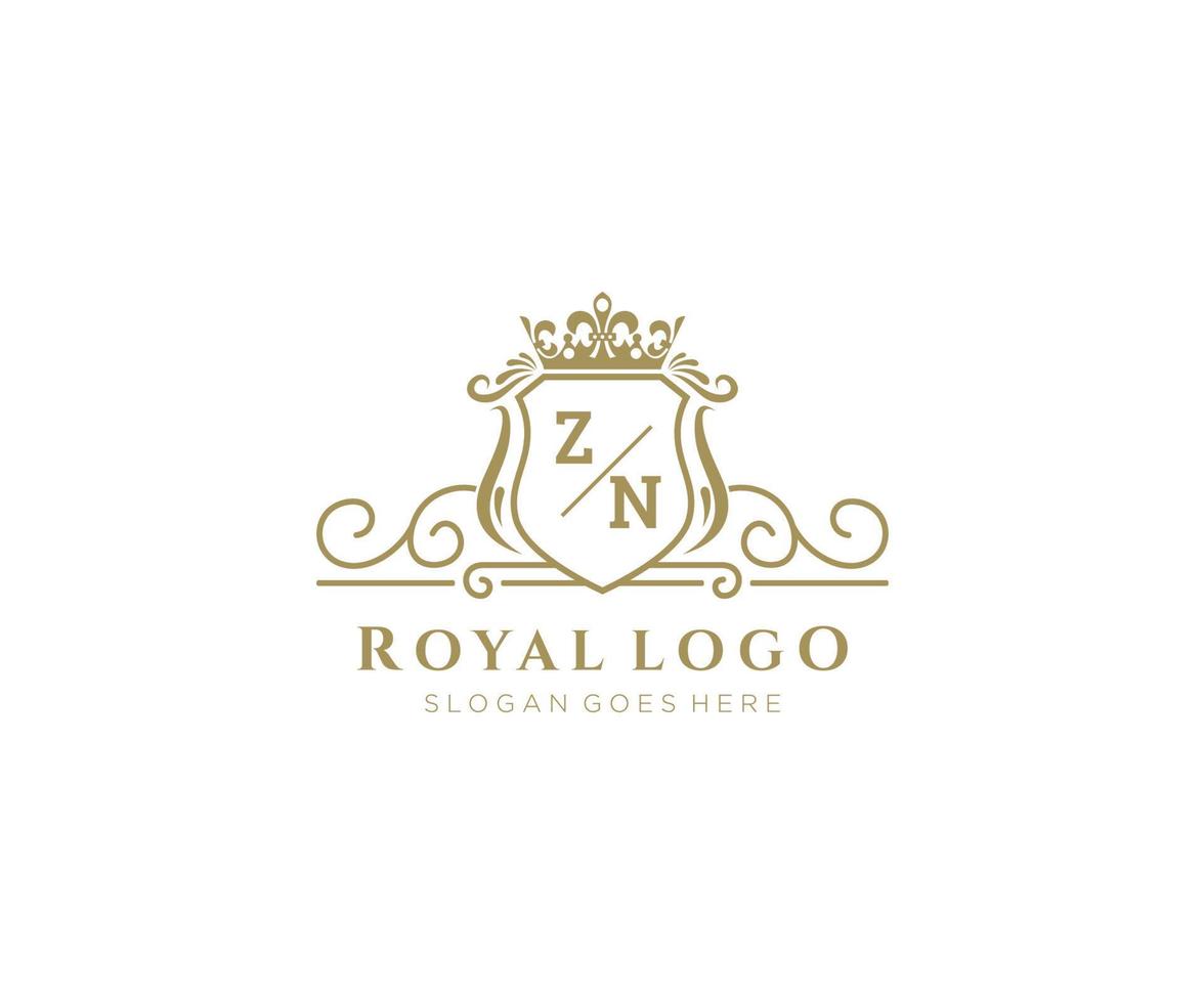 inicial zn letra lujoso marca logo plantilla, para restaurante, realeza, boutique, cafetería, hotel, heráldico, joyas, Moda y otro vector ilustración.