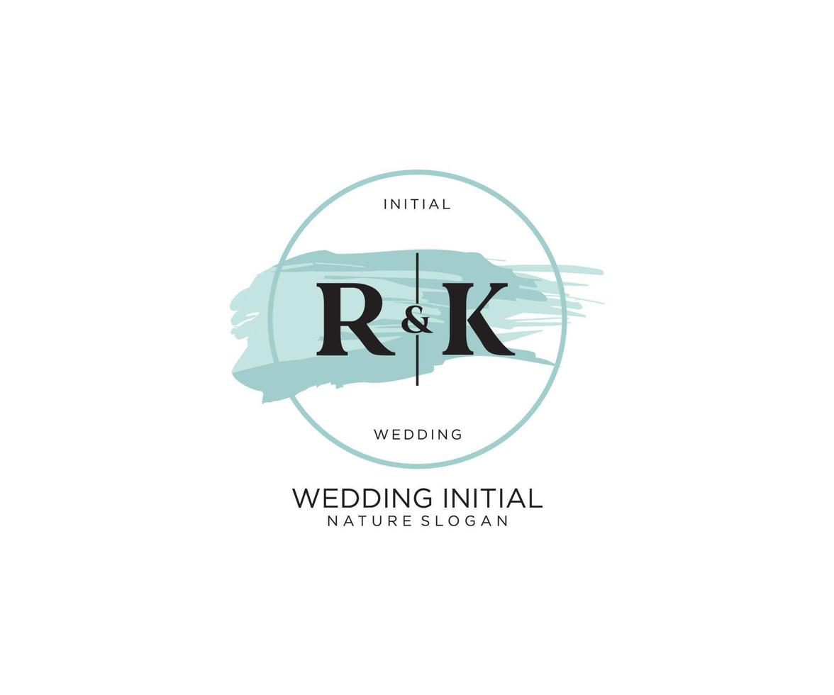 Initial RK Letter Beauty vector initial logo, handwriting logo of initial signature, wedding, fashion, jewerly, boutique, floral and botanical with creative template for any company or business.